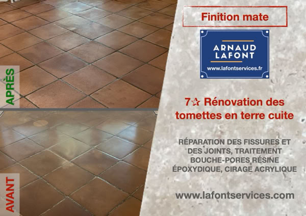 Tomettes en terre cuite - Décapage et traitements